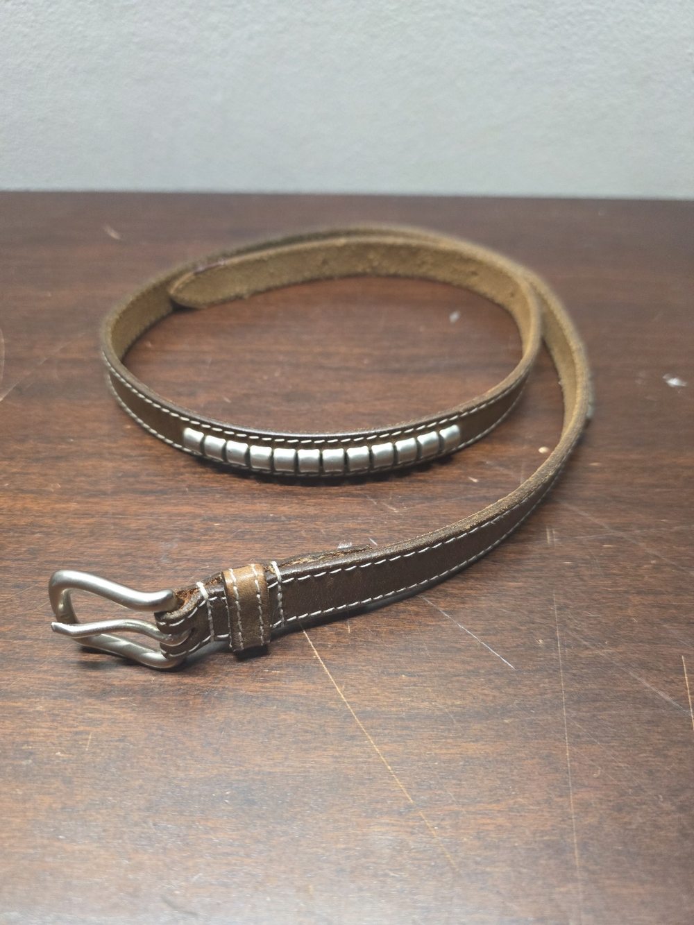 Banana Republic Brown Leather Belt with Silver Studs